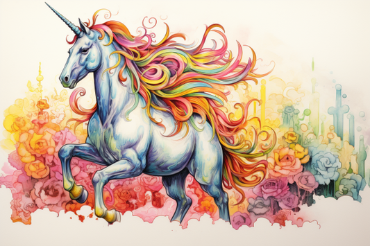 White Watercolor Unicorn