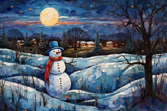Bold Snowman In Snowy Fields Diamond Painting Kits