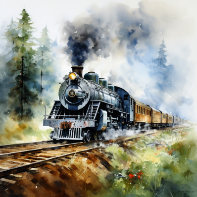 Watercolor Train On The Go Diamond Painting Kits