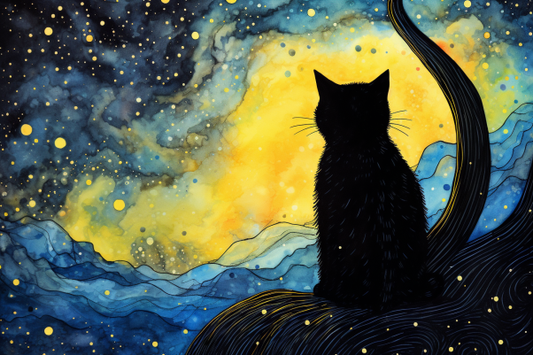 Black Kitty In The Night Diamond Painting Kits
