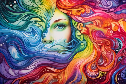 Watercolor Rainbow Color Girl