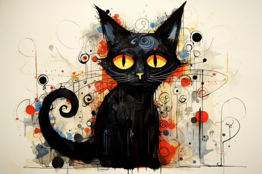 Watercolor Cute Black Cat Diamond Painting Kits
