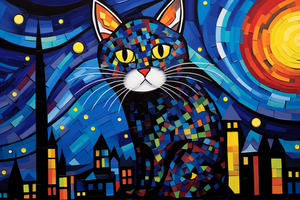 Bold Cat Starry Night Diamond Painting Kits