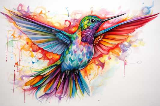 Pretty Rainbow Colors Hummingbird Diamond Painting Kits