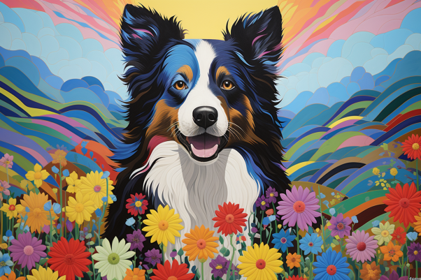 Bold Colorful Australian Shepherd Diamond Painting Kits