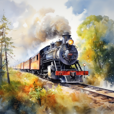 Watercolor Train Diamond Painting Kits