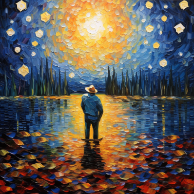 Man Admiring A Full Moon