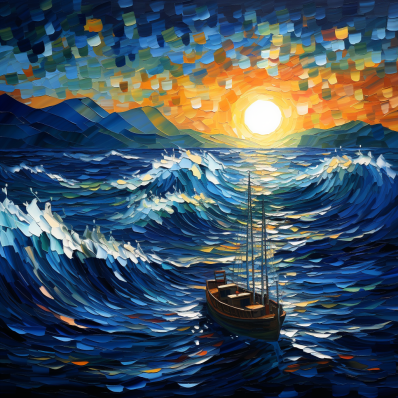 Rough Seas At Sunset