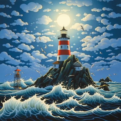 Lighthouse In Moonlight