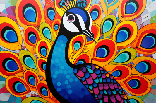 Pretty Peacock In Bright Colors Diamond Painting Kits
