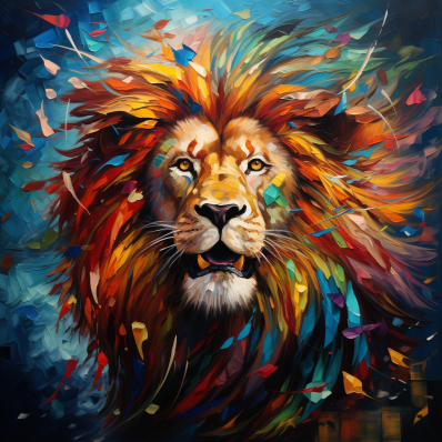 Lion Surrounded By Colors Diamond Painting Kits