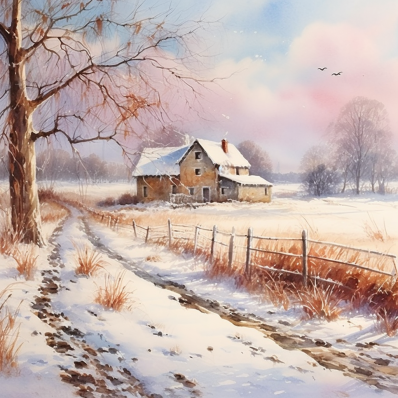 Old Country Home In The Snow Diamond Painting Kits