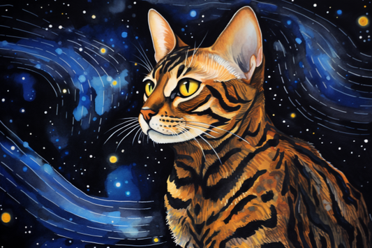 Bengal Kitty Cat Starry Night Diamond Painting Kits