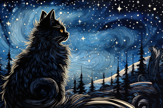 Black Cat Starry Night Diamond Painting Kits