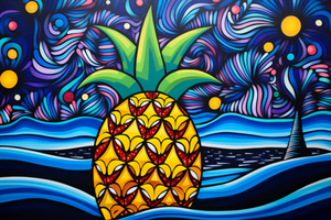Fun Starry Night Pineapple  Diamond Painting Kits