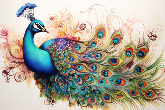 Pretty Peacock Watercolor Diamond Painting Kits