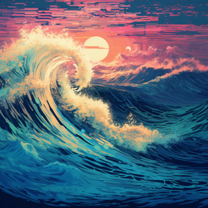 Beautiful Wave And Purple Sky Diamond Painting Kits