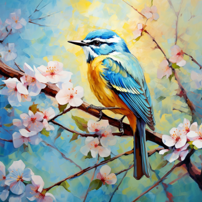 Perfect Little Bird And Cherry Blossoms