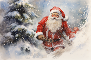 Watercolor Santa Clause In The Snow Diamond Painting Kits