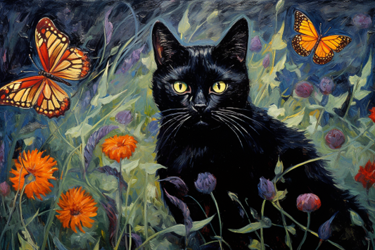Butterflies And Black Cat Diamond Painting Kits