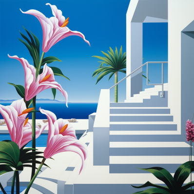 Seaside Vacation And Pink Lilies