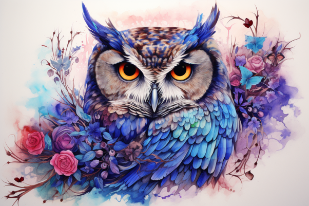 Pretty Watercolor Owl Diamond Painting Kits