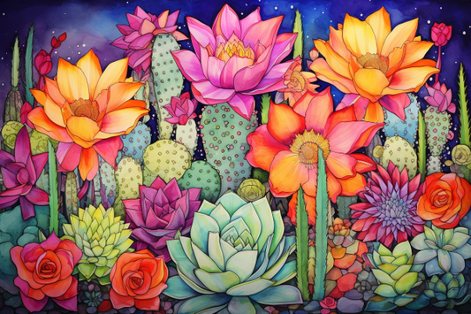 Pterry Watercolor Cactus Diamond Painting Kits