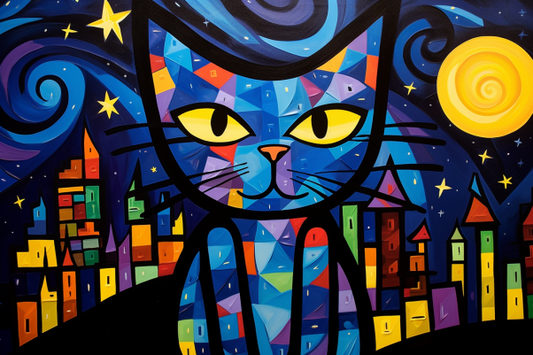 Bold Kitty In The Night Diamond Painting Kits