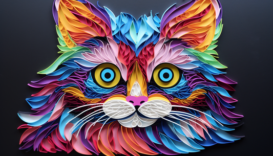 Colorful Paper Cut Cat Diamond Painting Kits