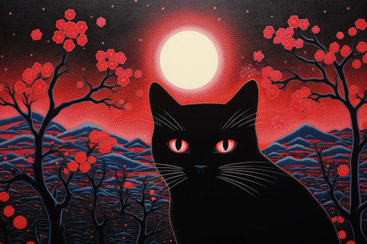 Black Cat Full Moon Diamond Painting Kits