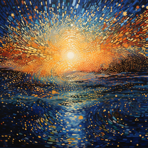 Golden Sunset Blue Sea