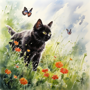 Black Kitties And Butterflies Diamond Painting Kits