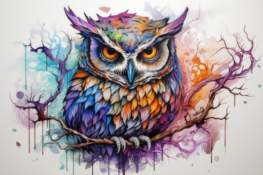 Pretty Purple Watercolor Owl Diamond Painting Kits