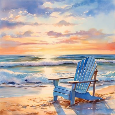 Watercolor Beach Chair Diamond Painting Kits