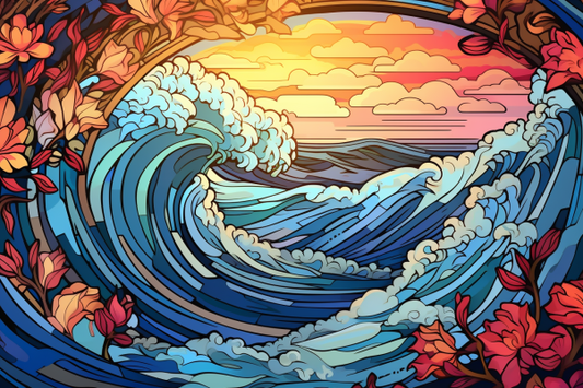 Graceful Ocean Wave And Sun Haze