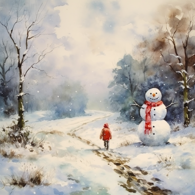 Large Snowman In The Snow