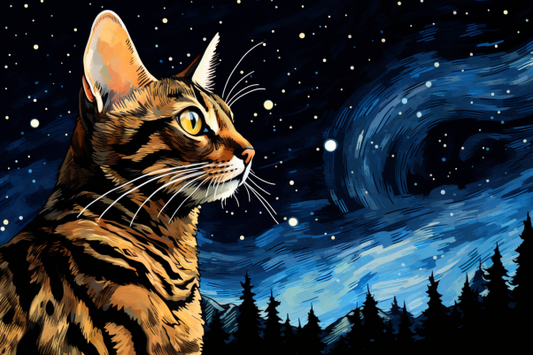 Bengal Cat Starry Night Diamond Painting Kits