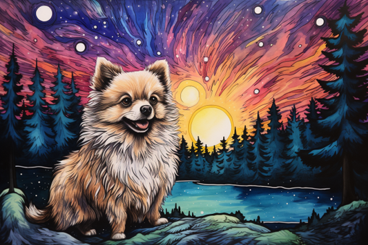 Adorable Pomeranian Artsy Night Diamond Painting Kits