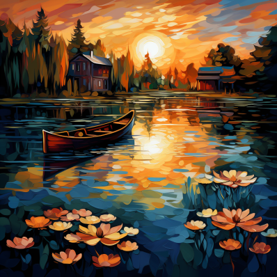 Pond With Gold Reflections