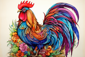 Pretty Watercolor Rooster Art Diamond Painting Kits