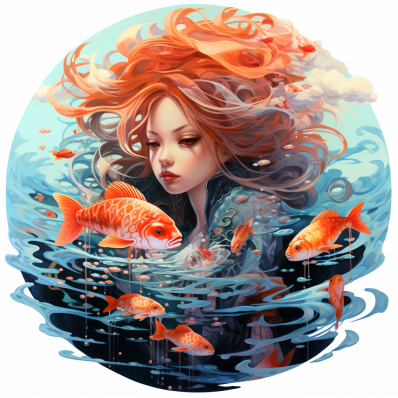 Sassy Girl And Goldfish  Diamond Painting Kits