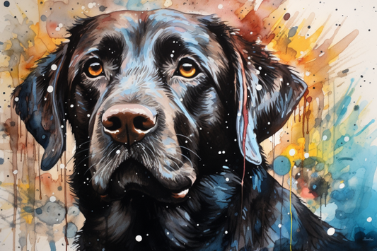 Watercolor Colorful Dark Serious Labrador