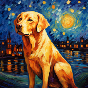 Golden Retriever On A Starry Night