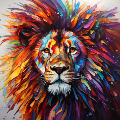Lion Painting With Many Colors Diamond Painting Kits