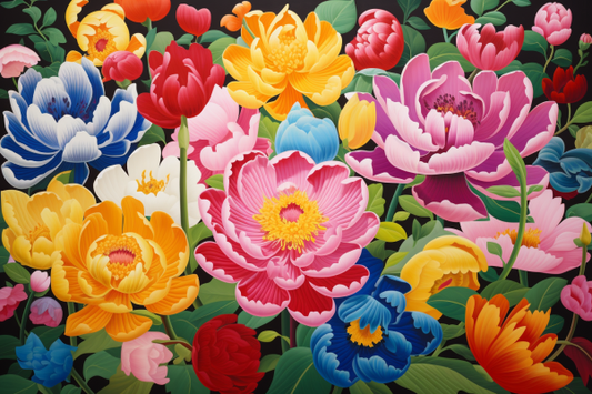 Vibrant Colorful Peonies