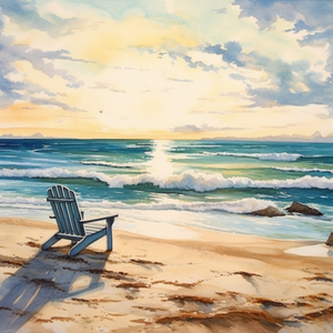 Beach Chair In Watercolor Diamond Painting Kits