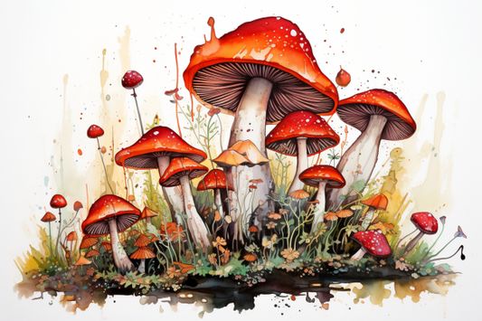 Watercolor Mushroom Art