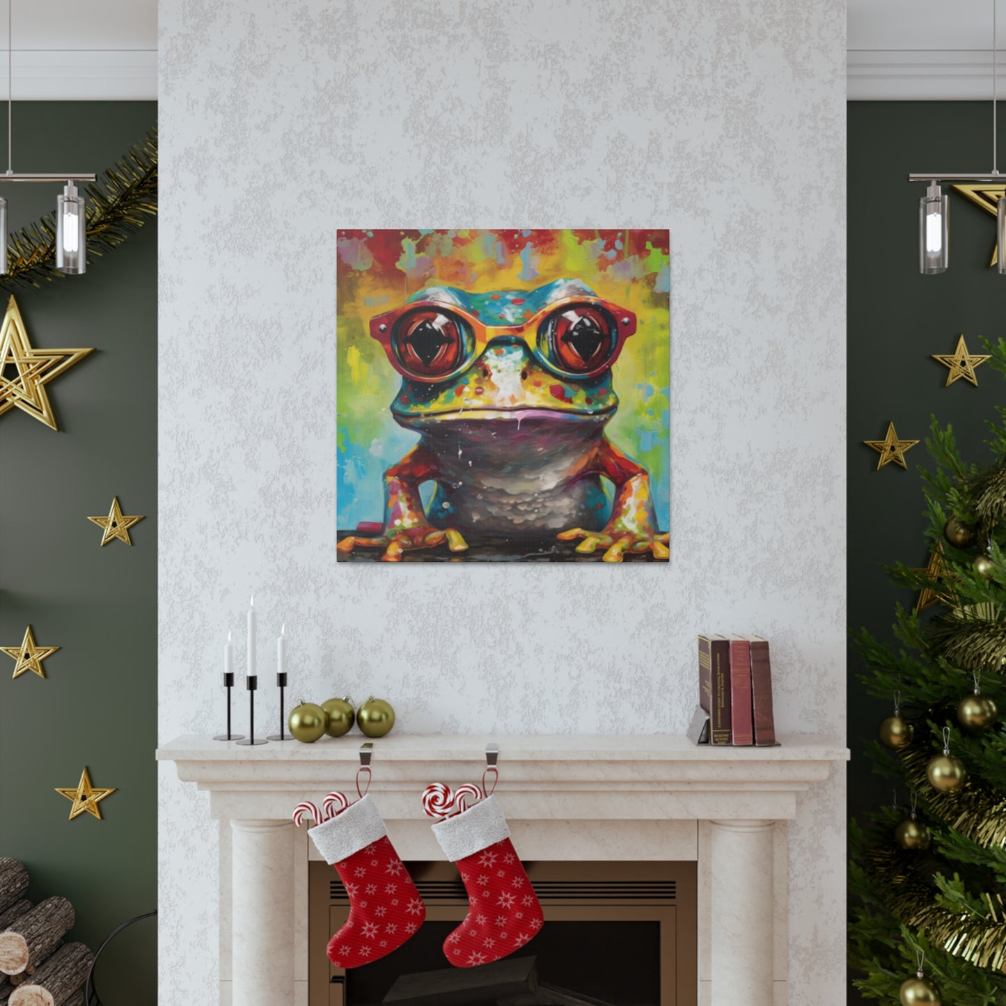 Bold Colored Frog In Bold Glasses - Large Wall Art