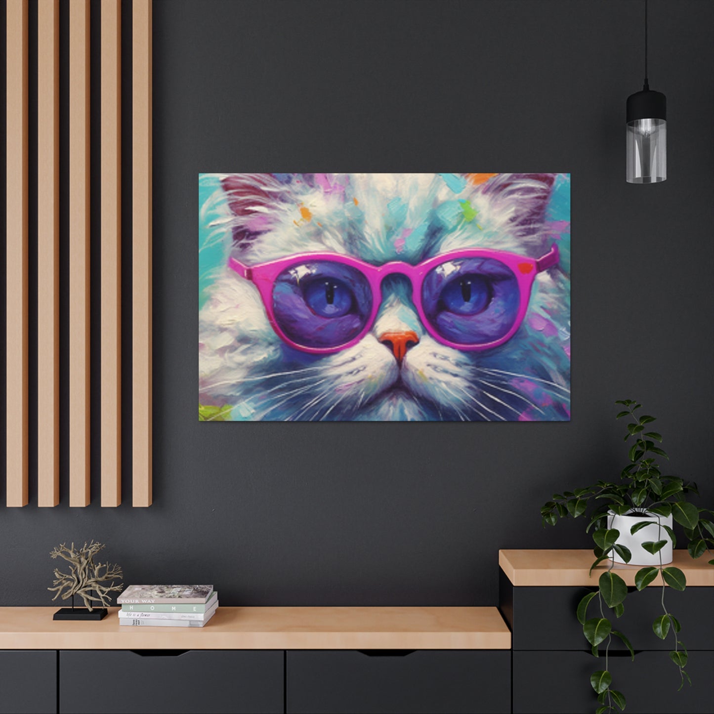 Puuuur-ple Glasses On A Fluffy Kitty - Large Wall Art