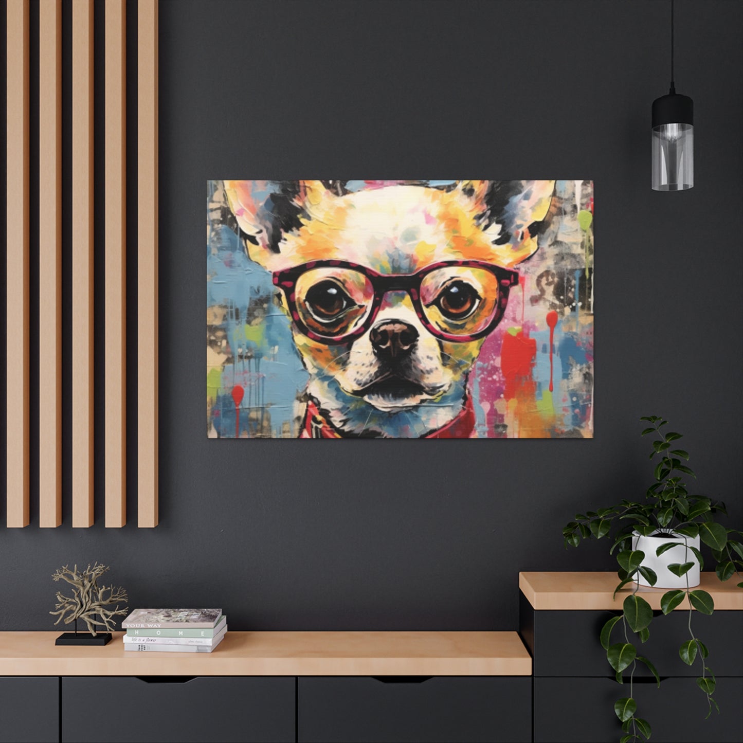 Brown Eye Chihuahua In Glasses - Large Wall Art